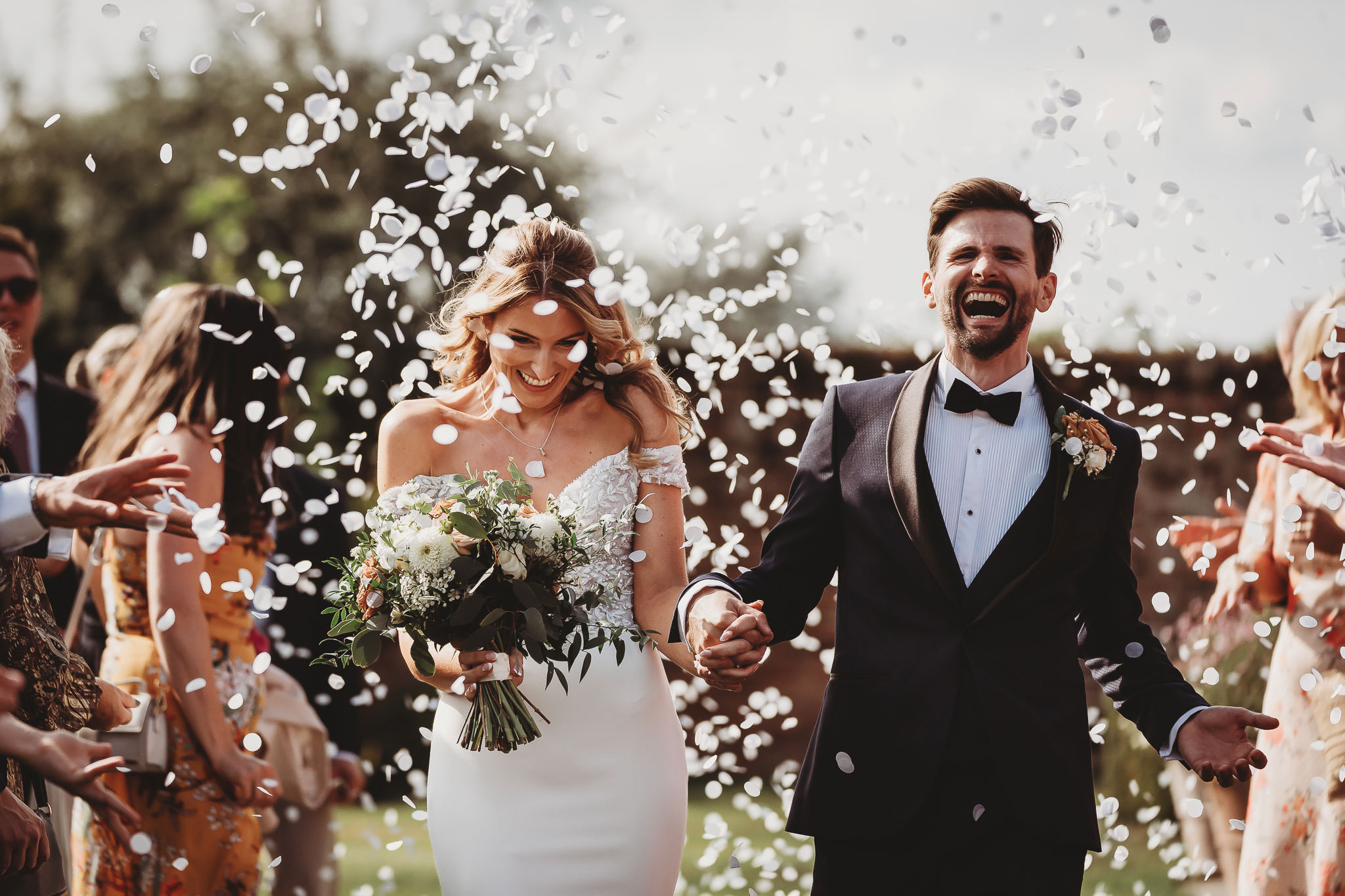 Lusty Glaze Wedding Photographer 6 Confetti tunnel, a real moment captured without direction
