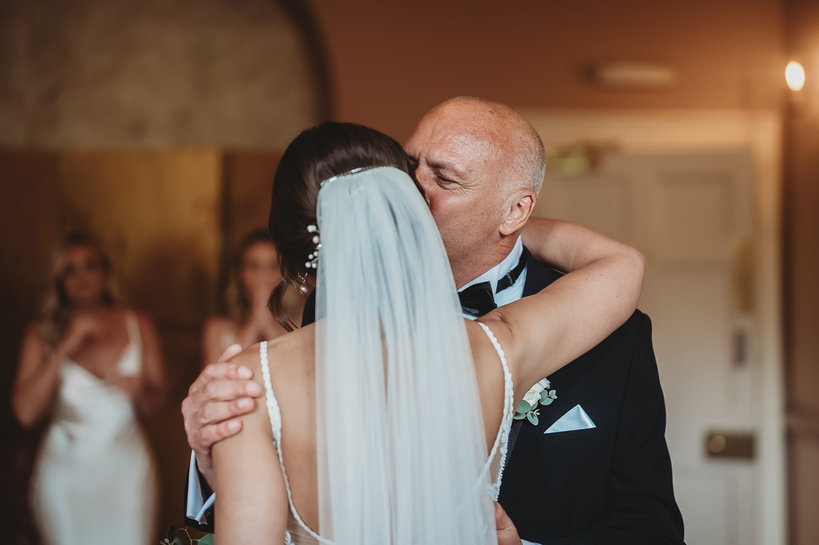 Father lifting the veil before the ceremony at The Orangery Maidstone