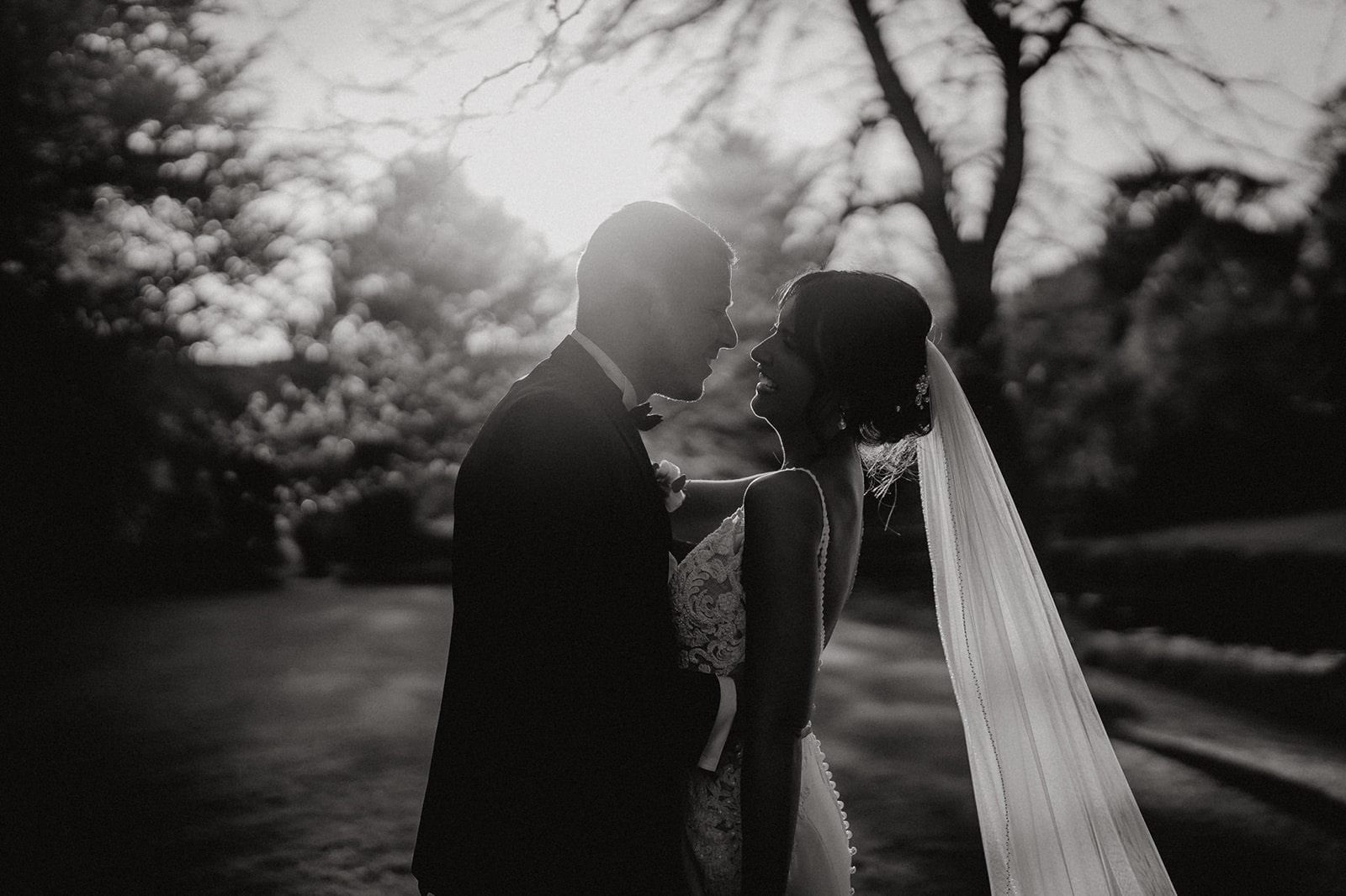 Black and white portrait in the gardens at The Orangery Maidstone