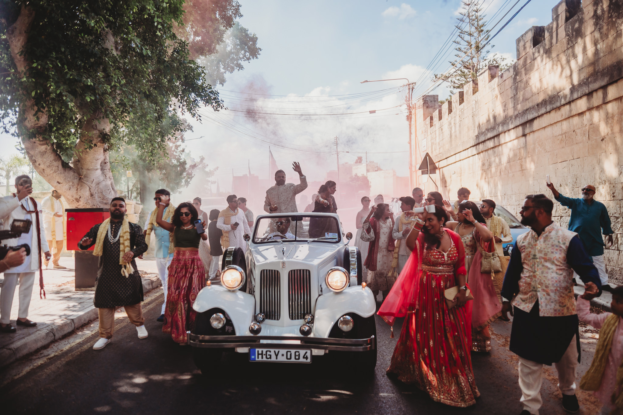 Lakshna & Neil / Villa Bologna Wedding 7 Baraat procession through Attard for a Hindu wedding in Malta