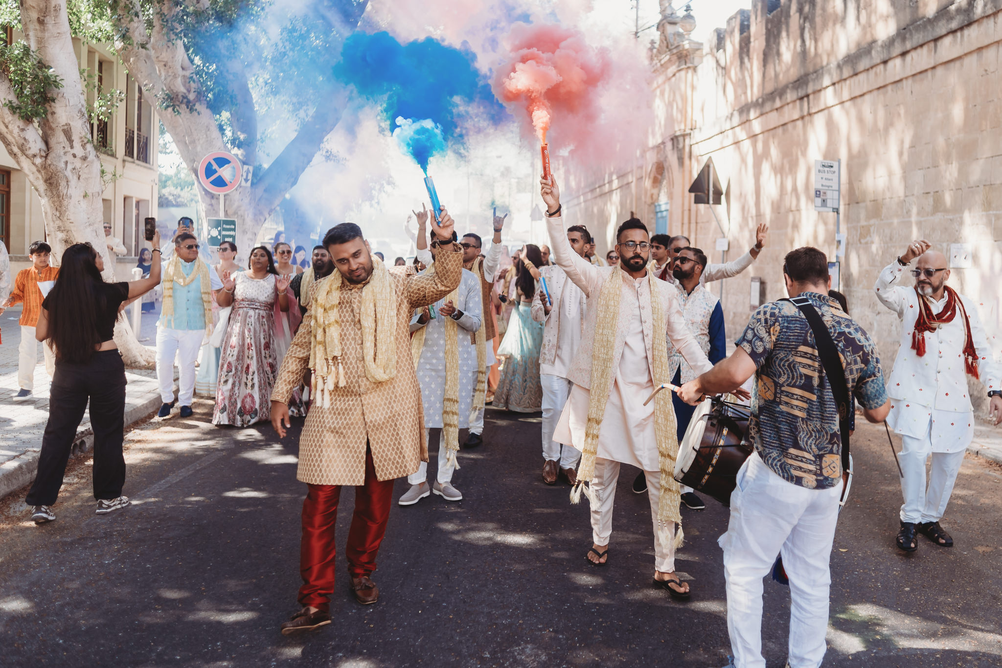 Lakshna & Neil / Villa Bologna Wedding 9 Baraat procession through Attard for a Hindu wedding in Malta