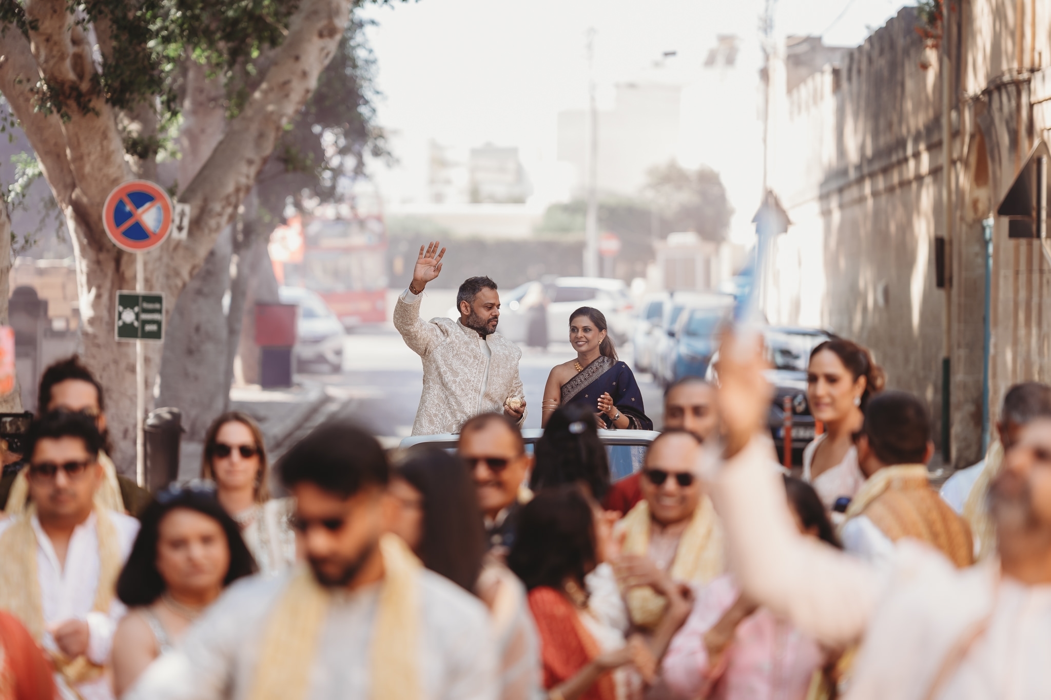 Lakshna & Neil / Villa Bologna Wedding 10 Baraat procession through Attard for a Hindu wedding in Malta