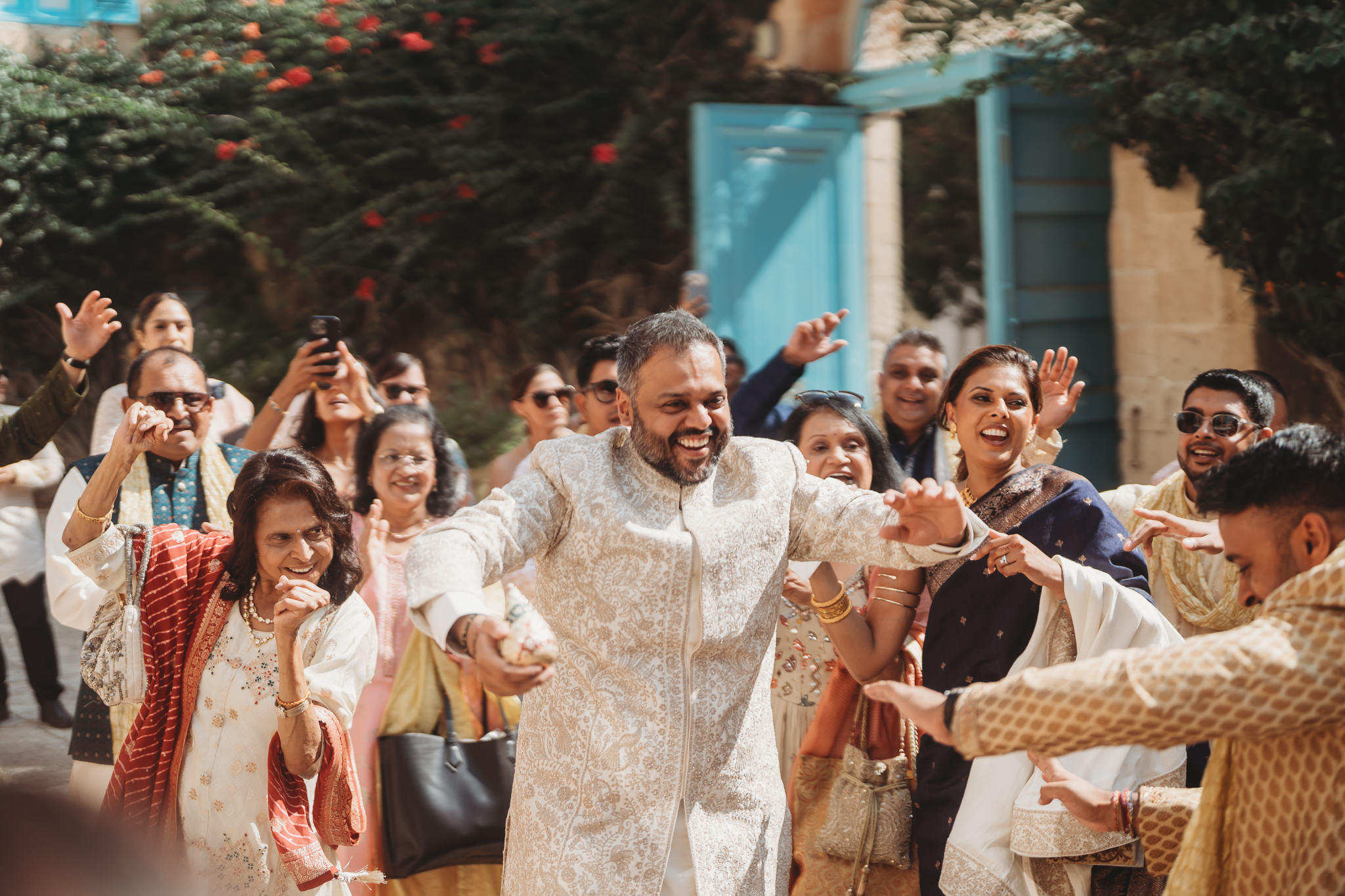 Lakshna & Neil / Villa Bologna Wedding 12 Baraat procession through Attard for a Hindu wedding in Malta