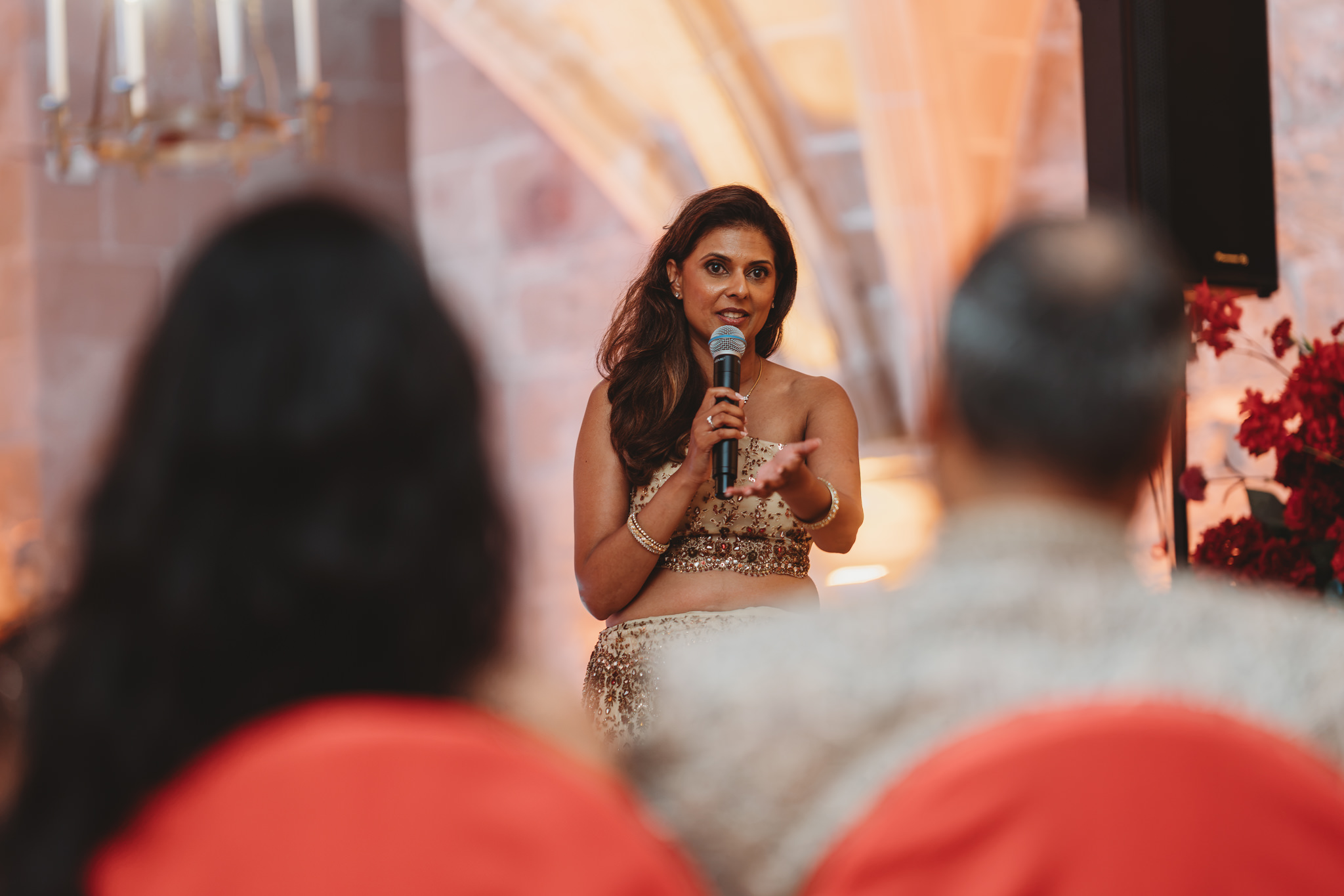 Lakshna & Neil / Villa Bologna Wedding 63 Bride in red lehenga at Villa Bologna wedding, Malta