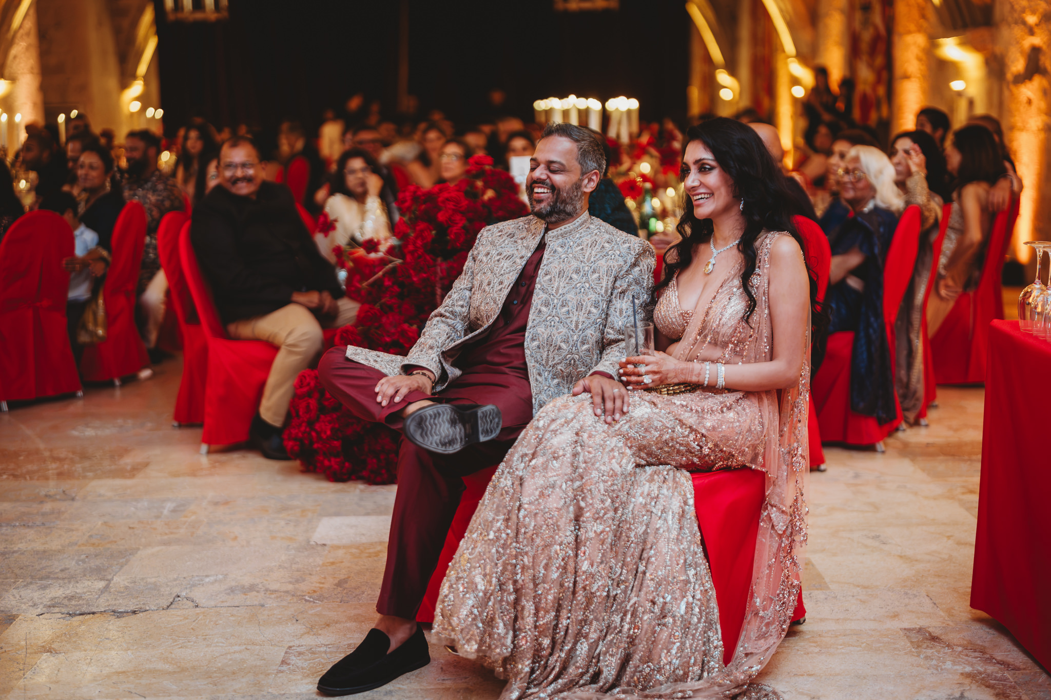 Lakshna & Neil / Villa Bologna Wedding 66 Bride in red lehenga at Villa Bologna wedding, Malta