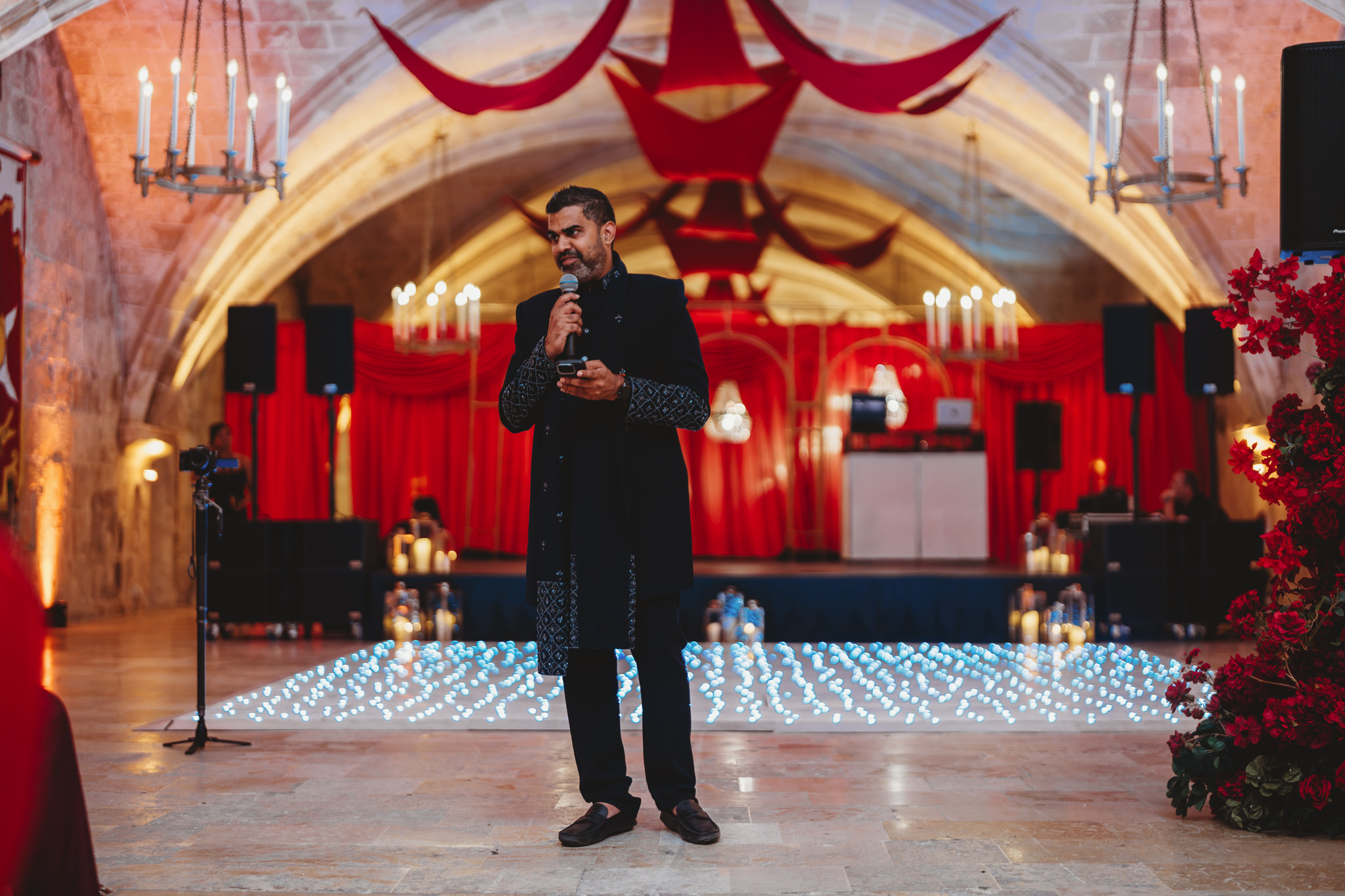 Lakshna & Neil / Villa Bologna Wedding 78 Evening celebration at an Indian wedding in Valletta, Malta