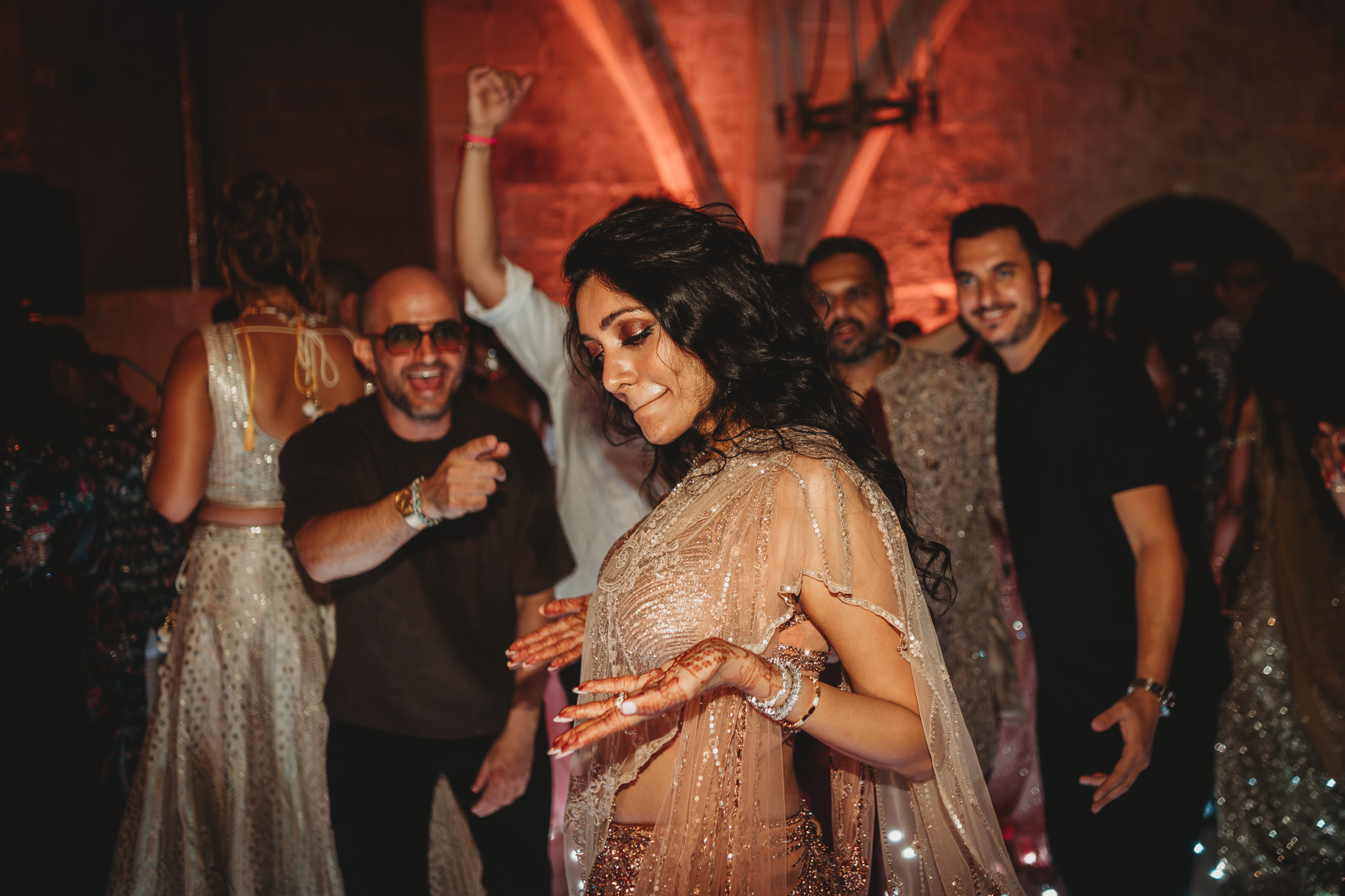 Lakshna & Neil / Villa Bologna Wedding 85 Evening celebration at an Indian wedding in Valletta, Malta