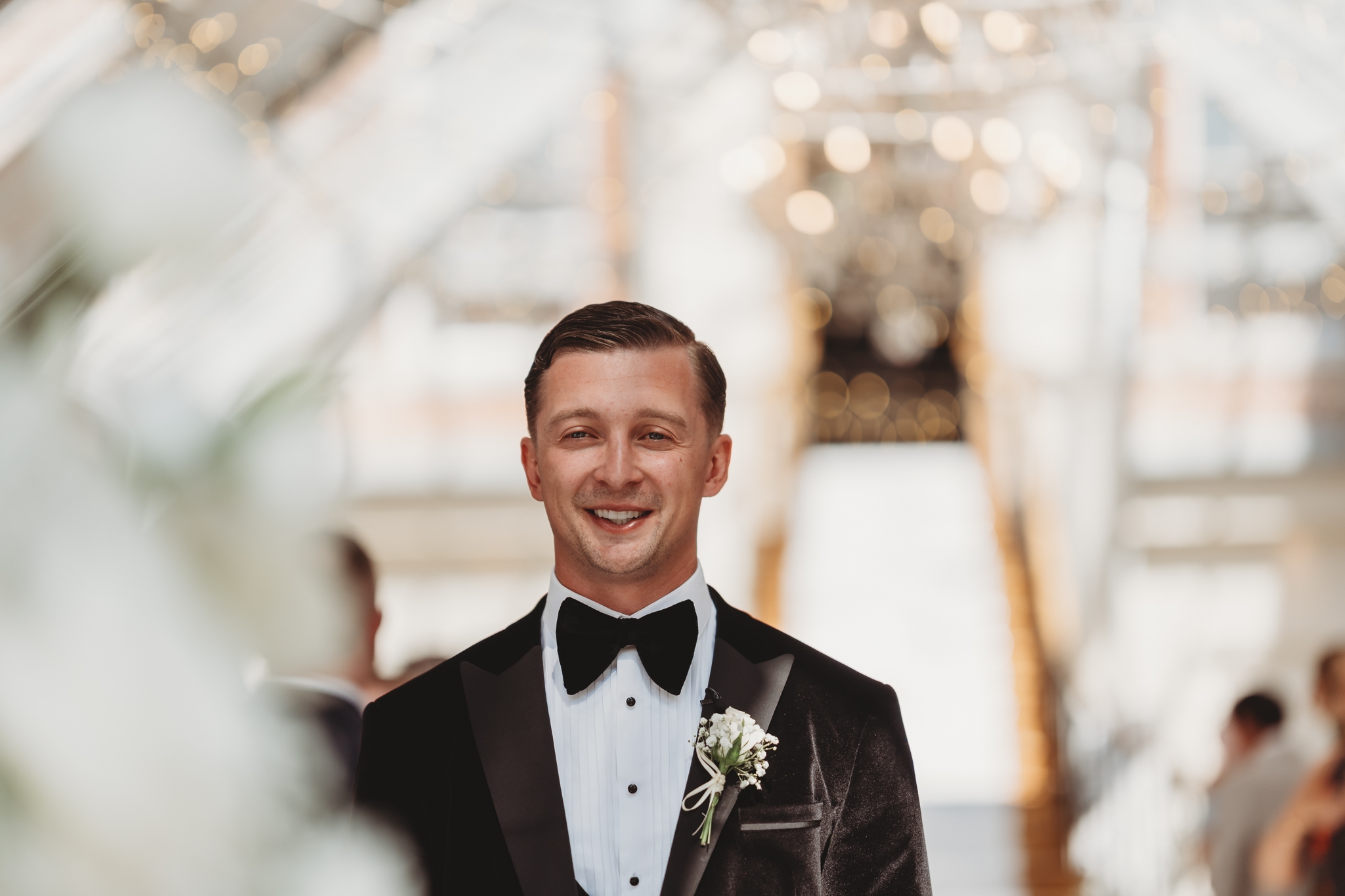 Wedding ceremony in the glasshouse at Botleys Mansion, Chertsey