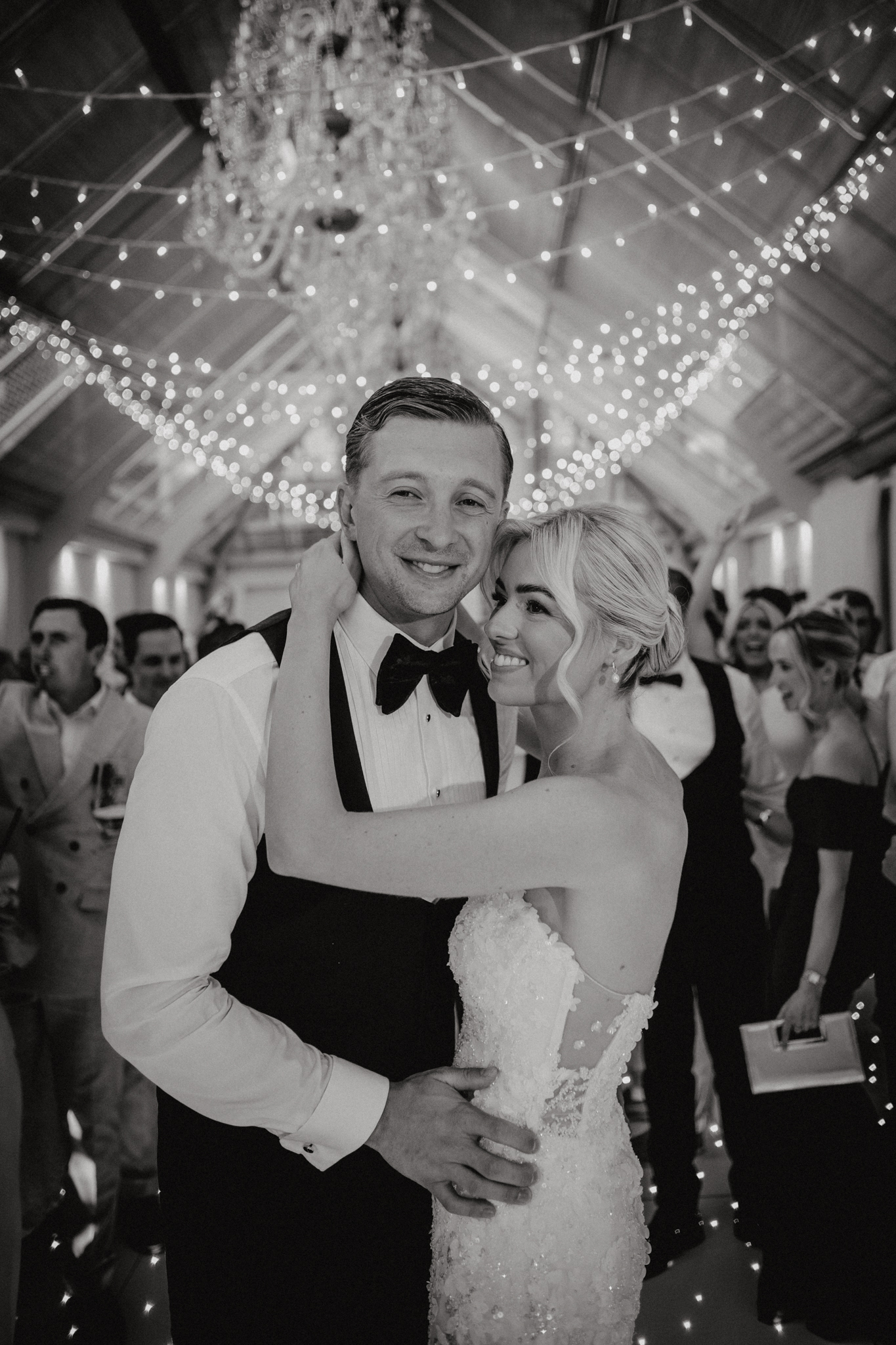 Evening celebration and first dance at a Botleys Mansion wedding
