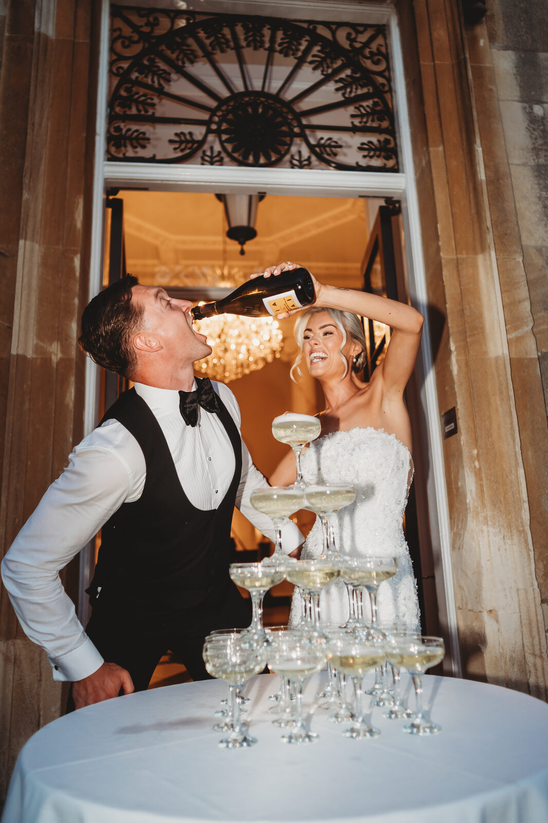 Evening celebration and first dance at a Botleys Mansion wedding