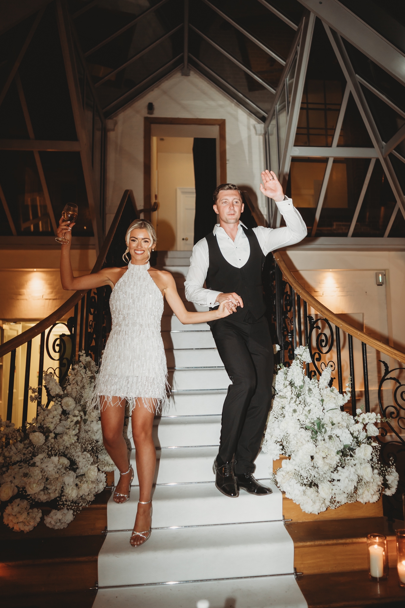 Evening celebration and first dance at a Botleys Mansion wedding