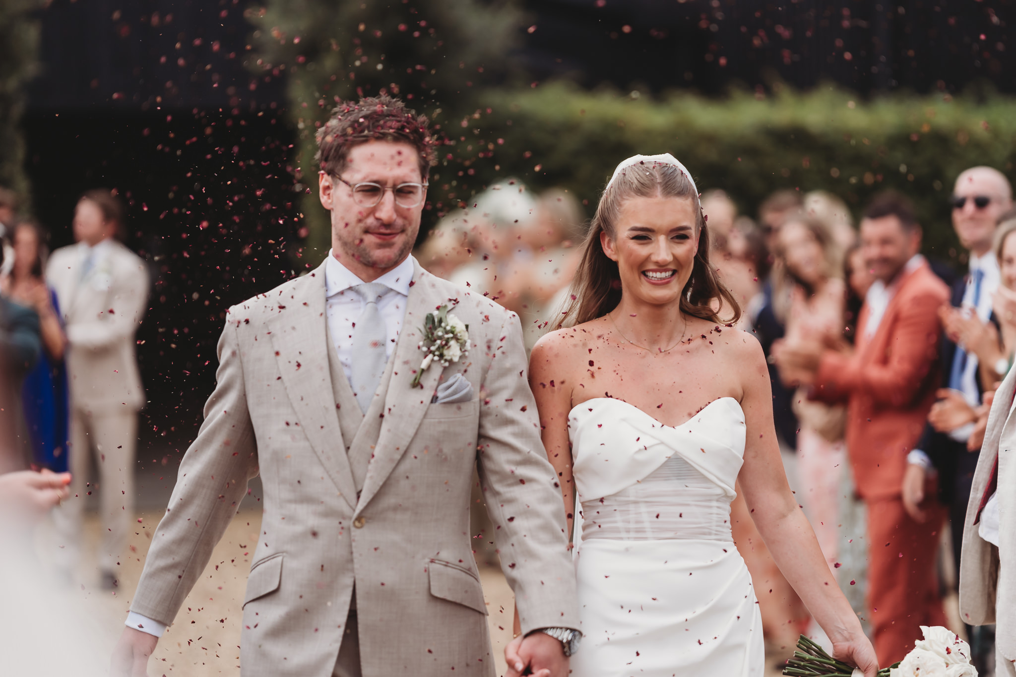 Louise & George / Primrose Hill Farm 43 Confetti and golden fields at a Primrose Hill Farm wedding