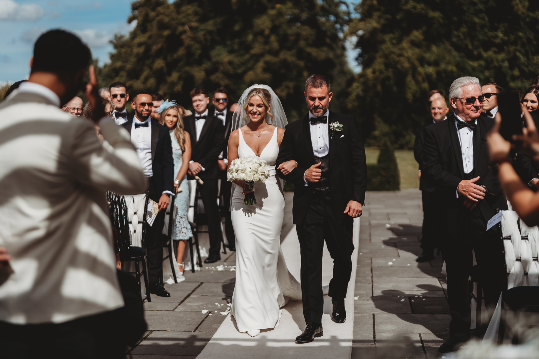 Millie & Ashley / Swynford Manor 57 Outdoor wedding ceremony at Swynford Manor — white floral arch