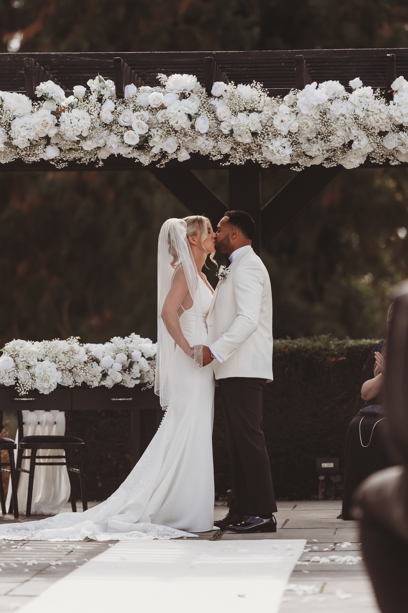 Millie & Ashley / Swynford Manor 66 Outdoor wedding ceremony at Swynford Manor — white floral arch