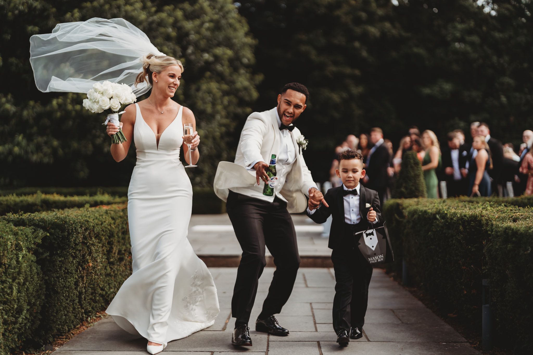 Millie & Ashley / Swynford Manor 69 Outdoor wedding ceremony at Swynford Manor — white floral arch