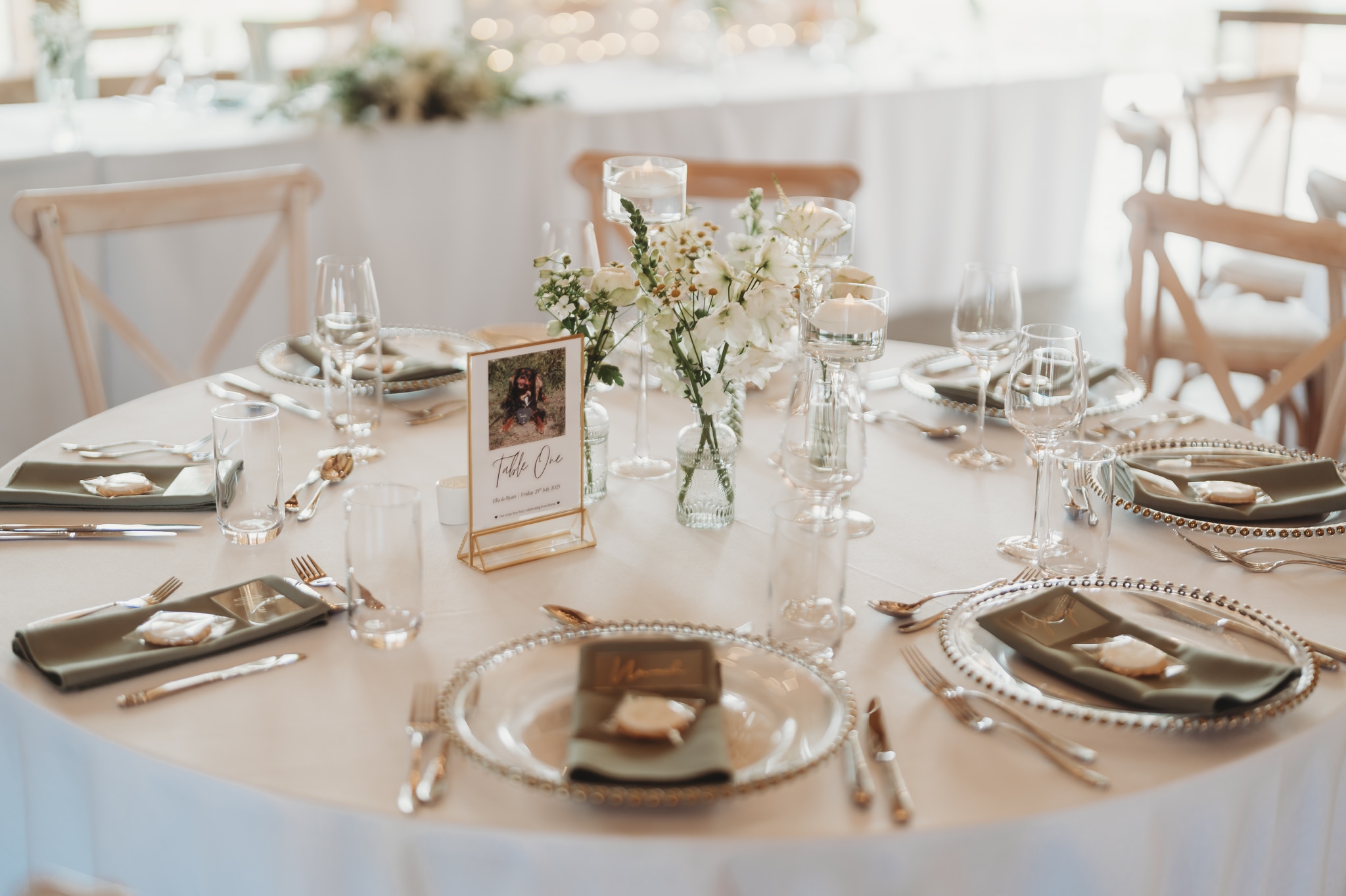 Ella & Ryan / Rackleys Barn 3 Reception details in the oak barn at a Rackleys Barn wedding