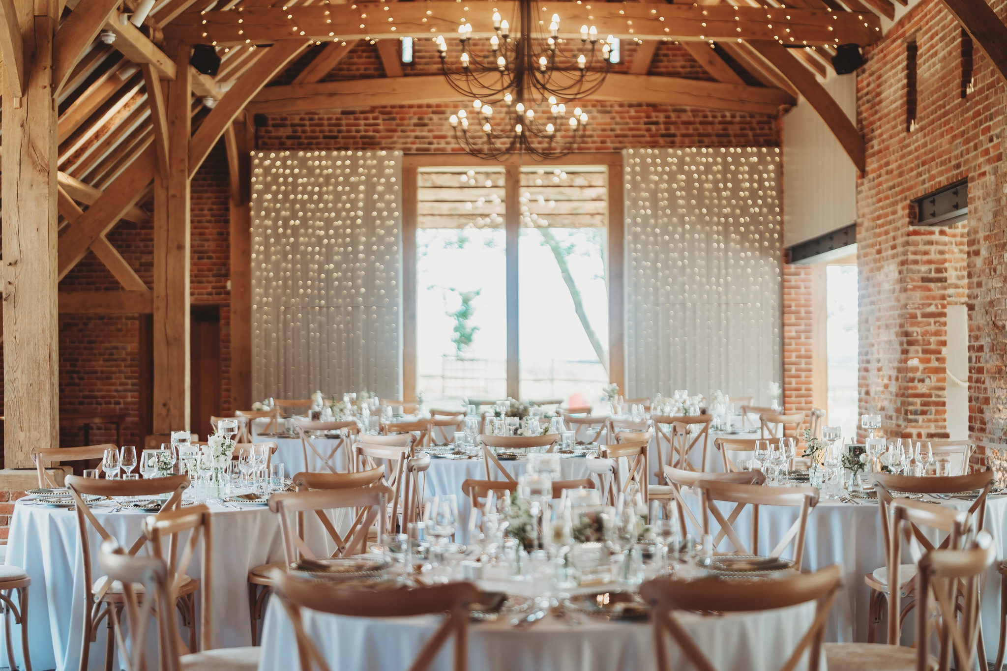 Ella & Ryan / Rackleys Barn 6 Reception details in the oak barn at a Rackleys Barn wedding