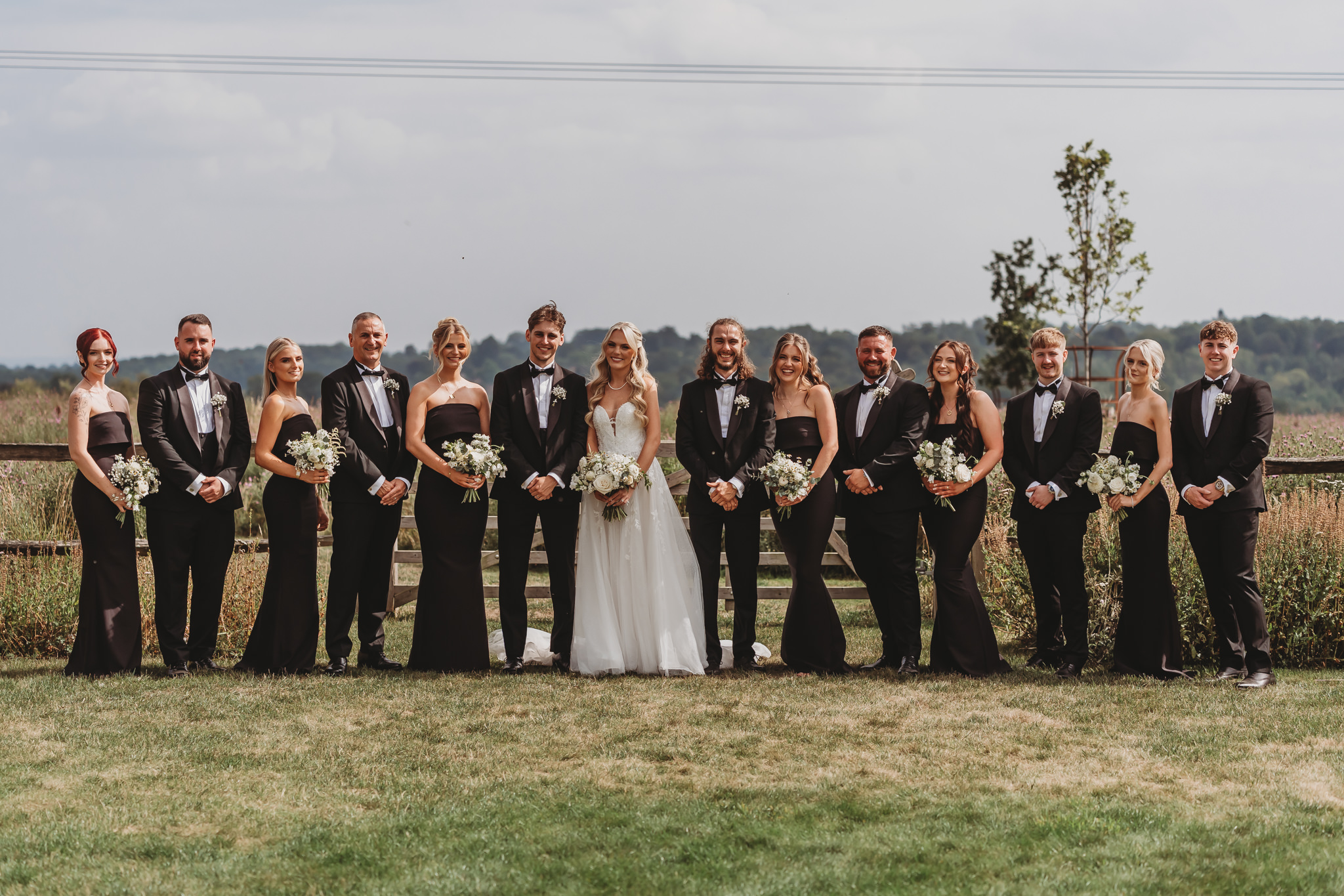Ella & Ryan / Rackleys Barn 18 Wedding party in the meadows at Rackleys Barn, Buckinghamshire