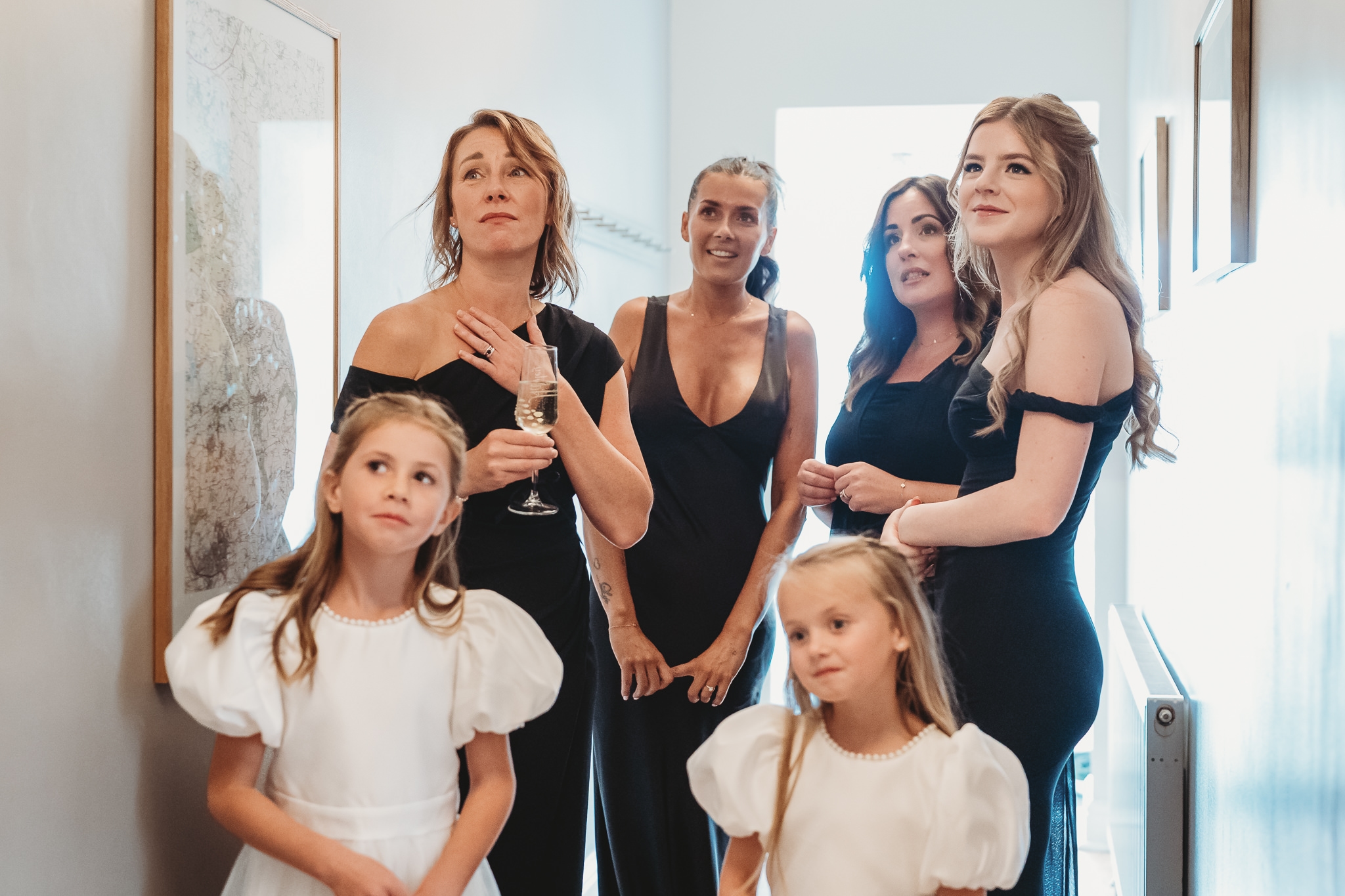 Laura & Liam / The Green Cornwall 10 Bridesmaids reacting to seeing Laura in her dress for the first time