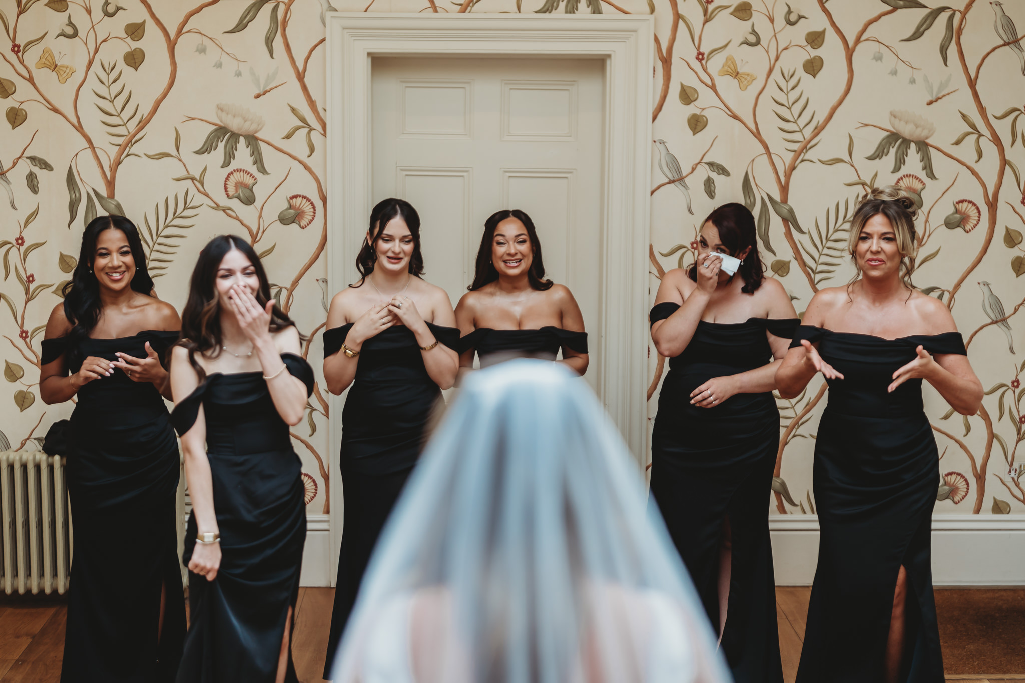 Adele & Daniel / Braxted Park 26 Bridesmaids in black dresses at a Braxted Park wedding