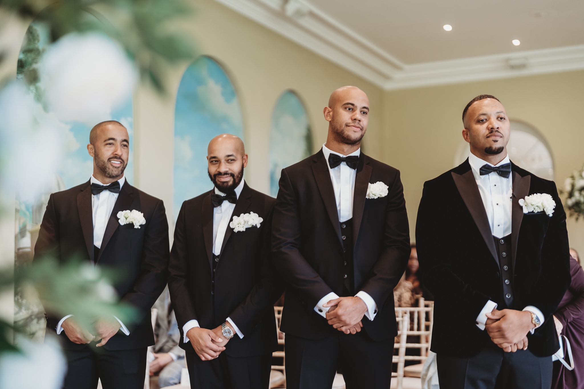 Adele & Daniel / Braxted Park 36 Bridesmaids in black dresses at a Braxted Park wedding