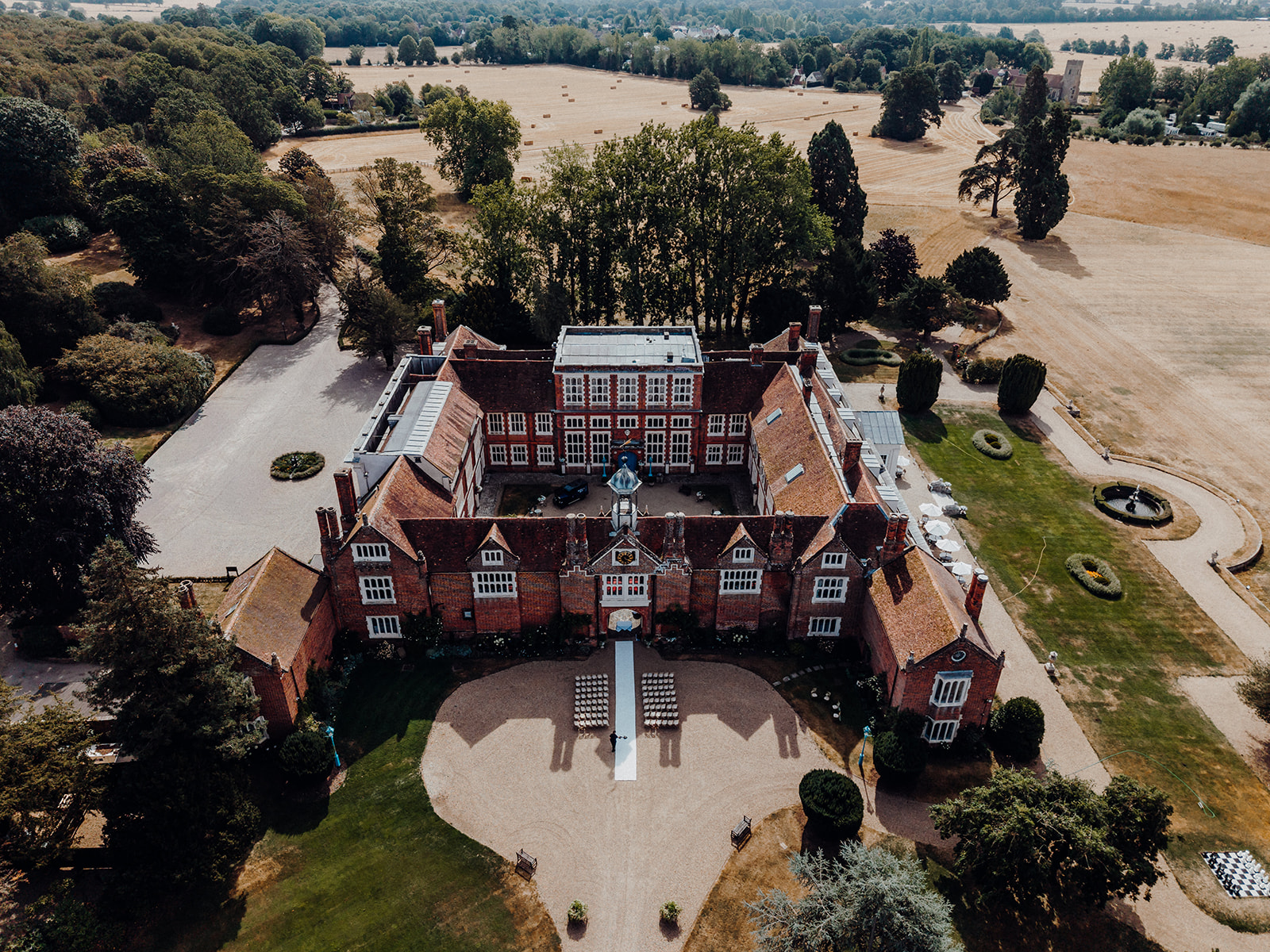 Gosfield Hall in Essex on the morning of Ella and Josh's wedding