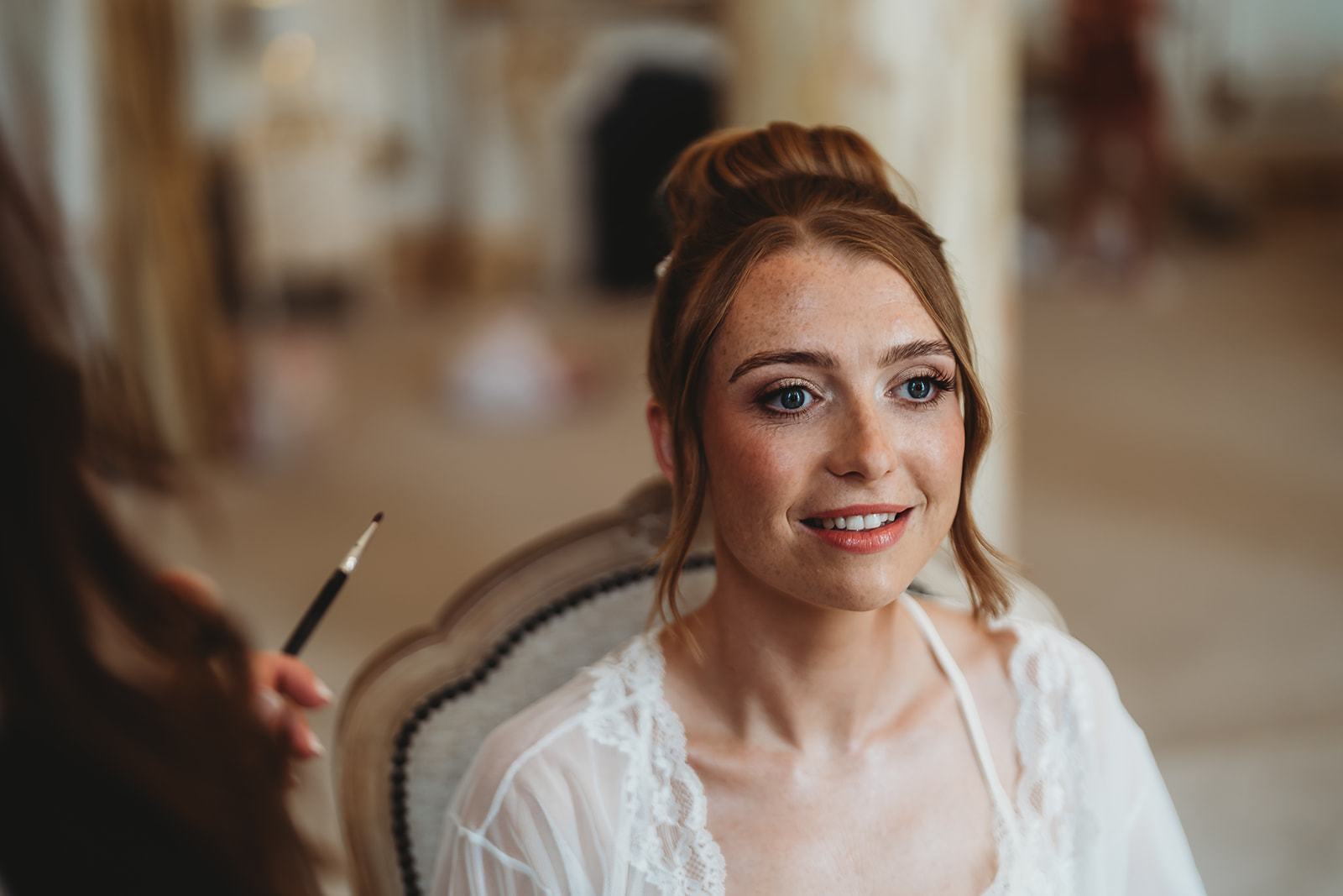 Bridal preparations before a Gosfield Hall wedding in Essex