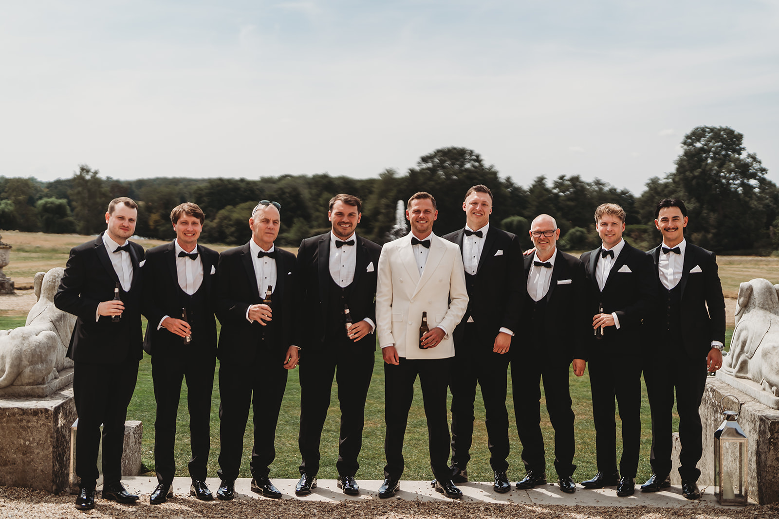 Groom and groomsmen getting ready at Gosfield Hall