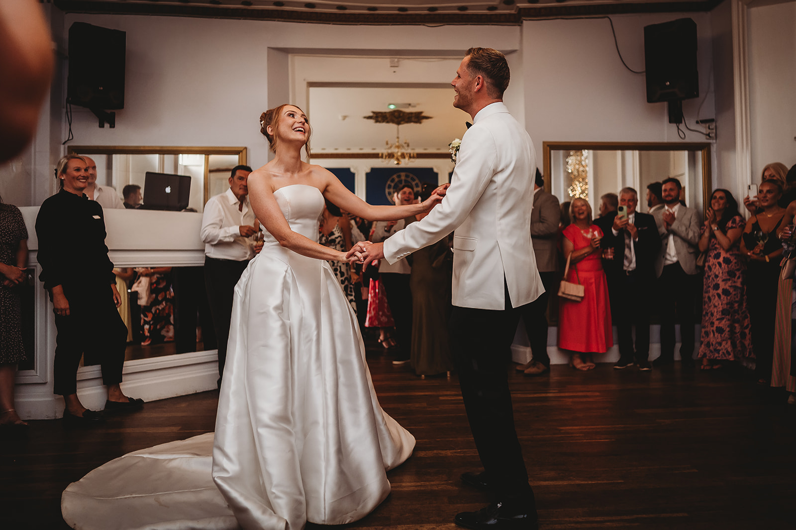 Evening celebration and first dance at a Gosfield Hall wedding