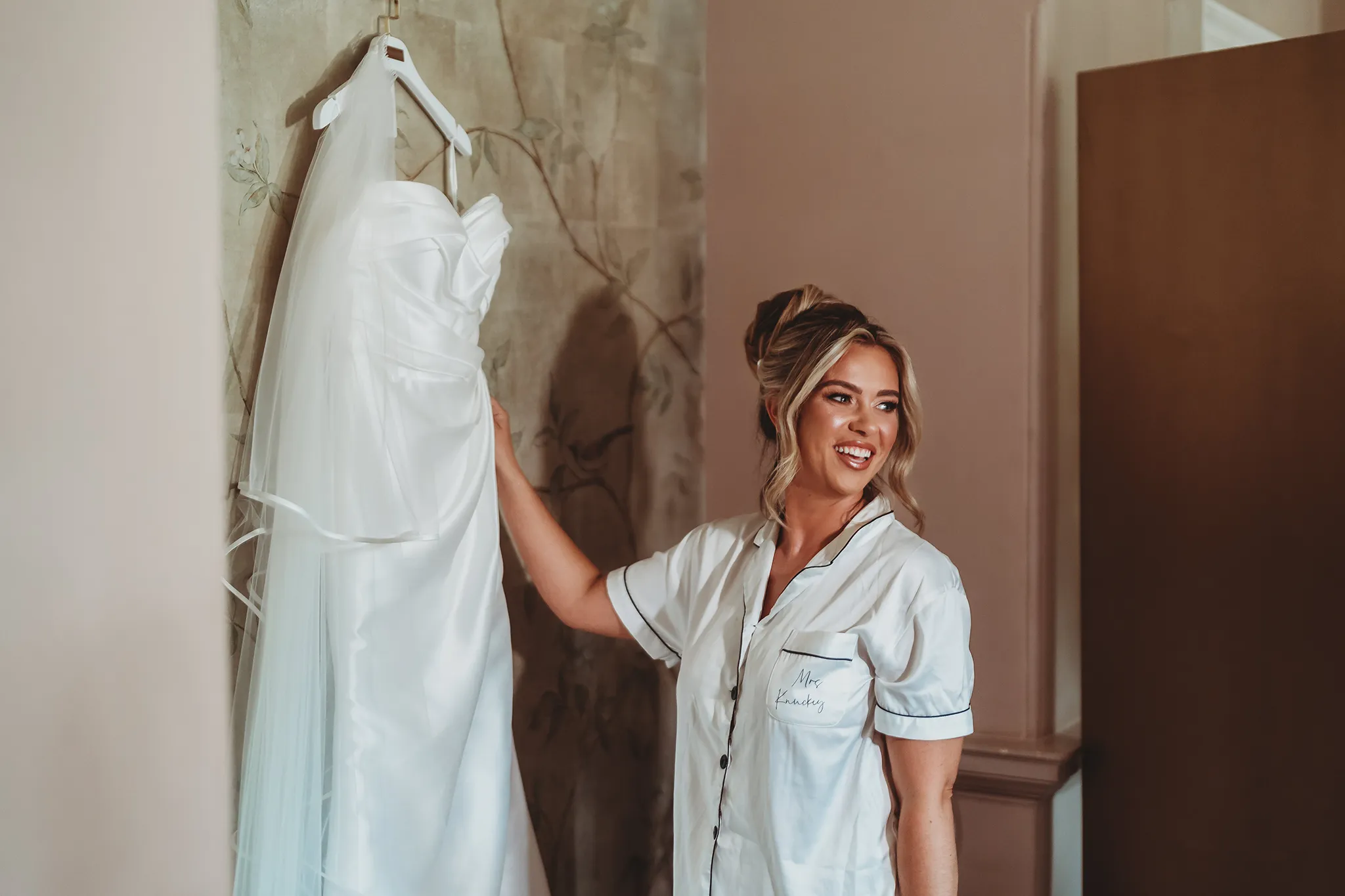 Emily & Alan / The Orangery 7 Emily with her Isabella Grace Bridal gown before getting dressed