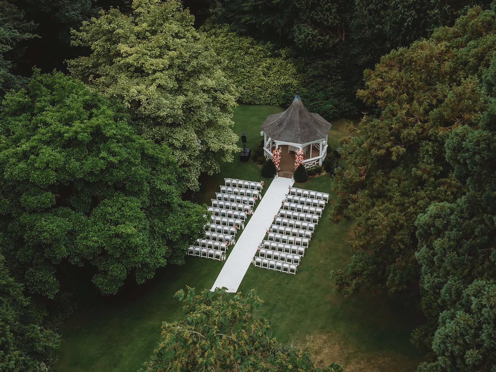 Emily & Alan / The Orangery 13 Outdoor ceremony set up at the gazebo — Orangery Maidstone wedding photography