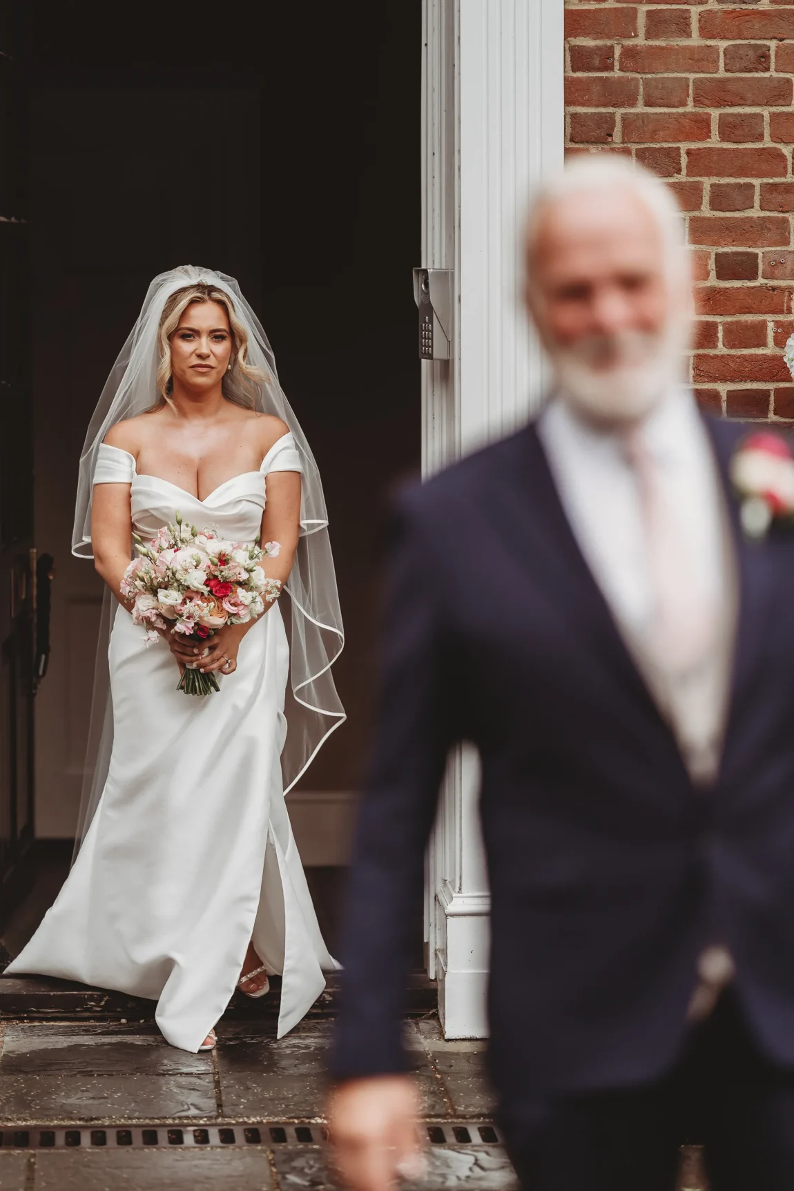 Emily & Alan / The Orangery 15 Emily walking towards the gazebo ceremony at The Orangery Maidstone