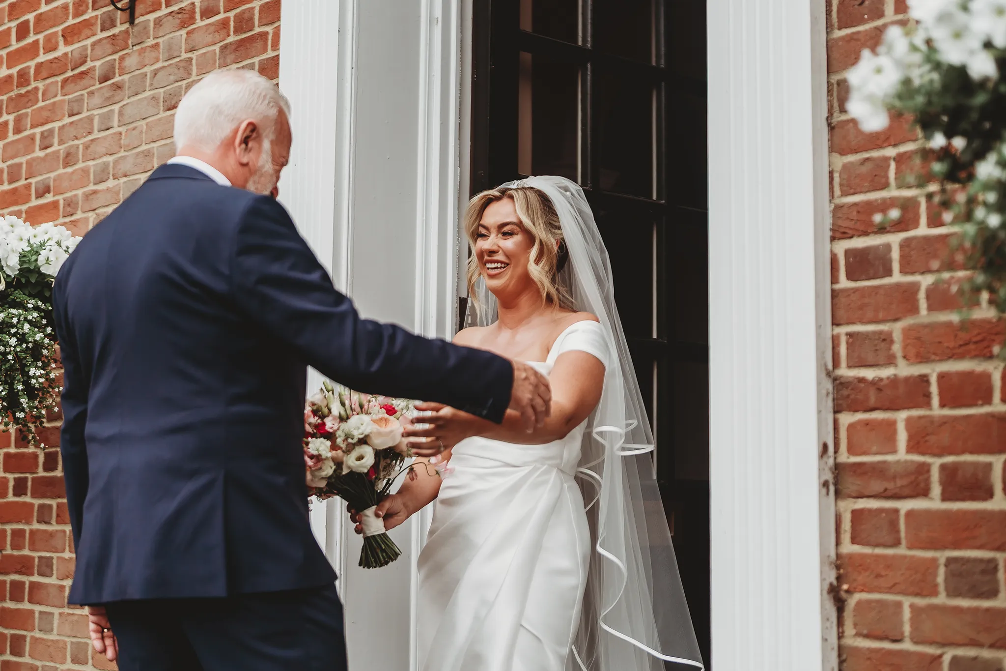 Emily & Alan / The Orangery 16 Emily with her dad at the top of the aisle at The Orangery