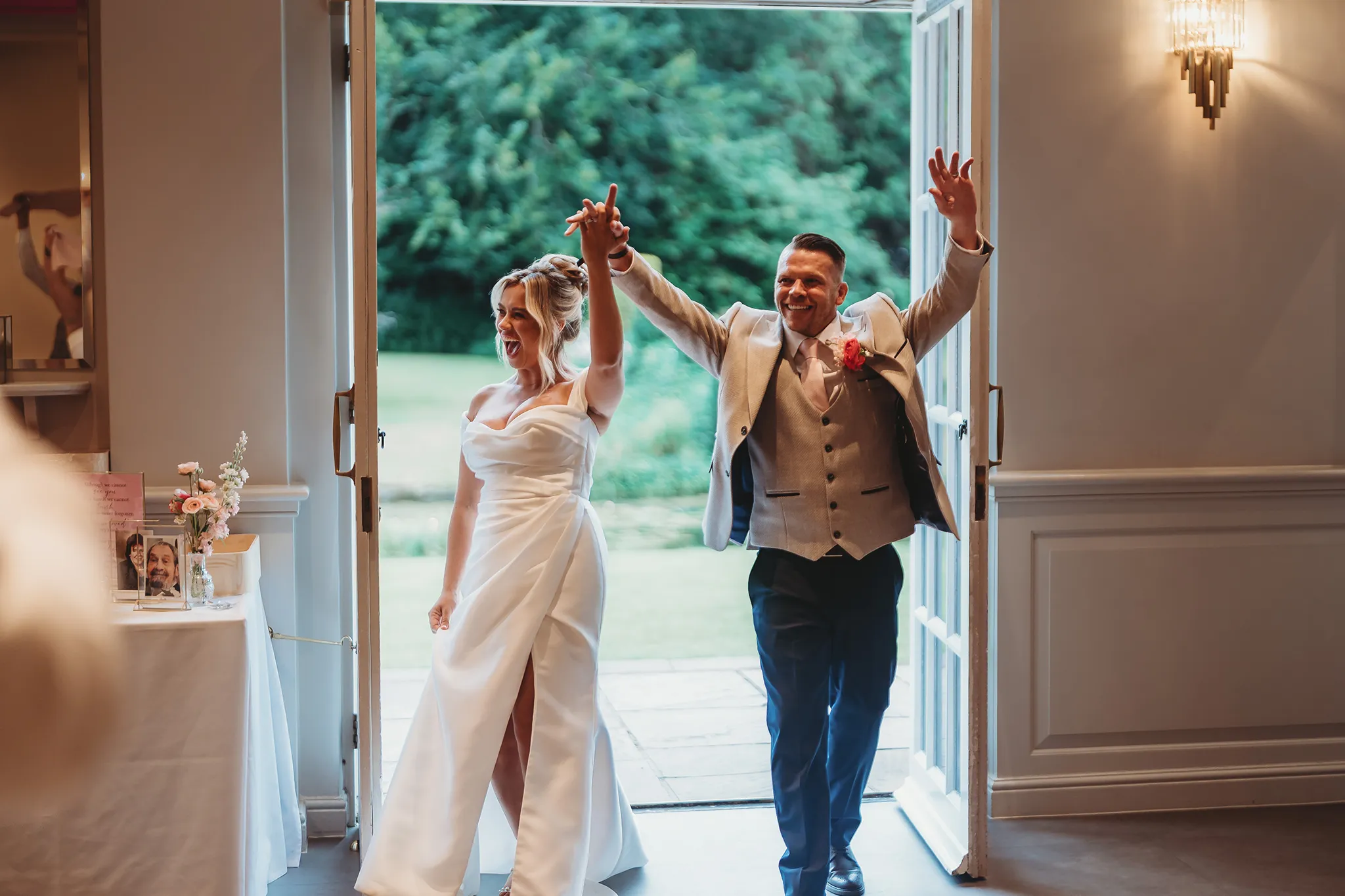 Emily & Alan / The Orangery 32 Emily and Alan making their entrance to the wedding breakfast