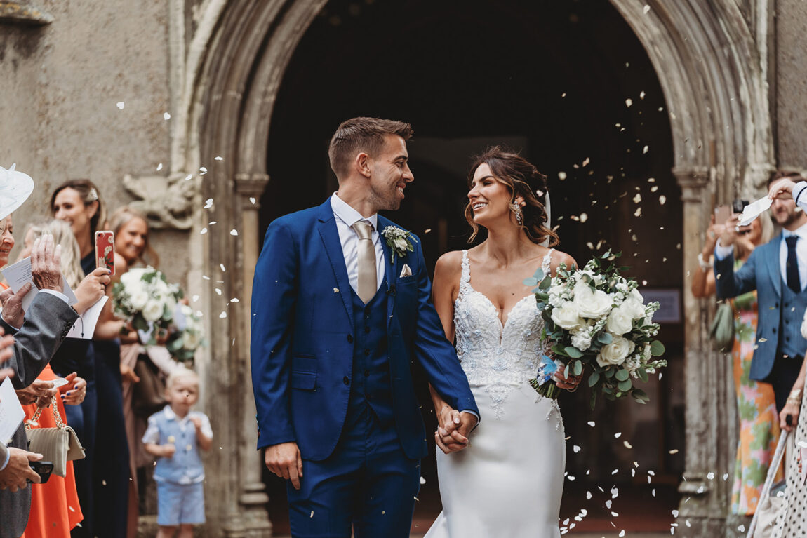 Confetti as the couple leave the church