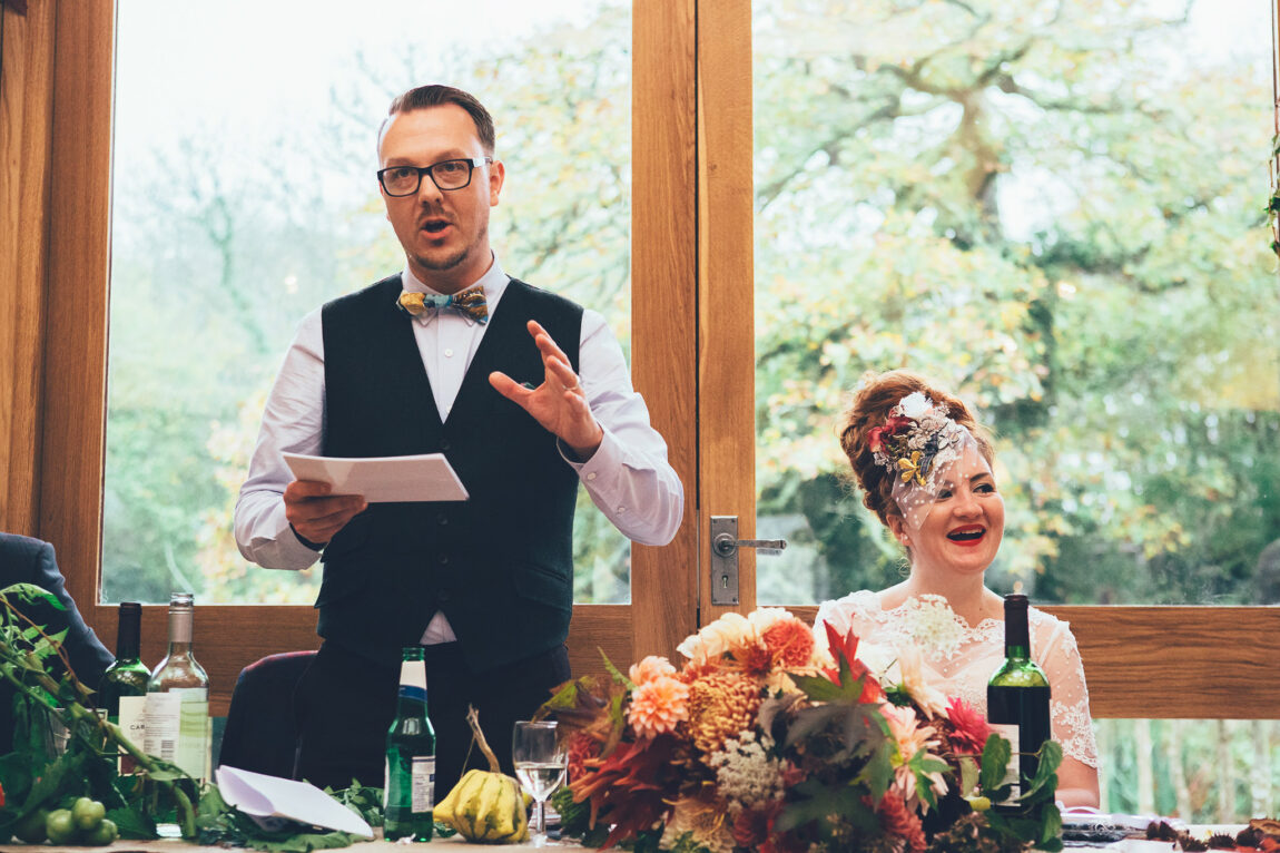Groom giving his speech at Nancarrow Farm