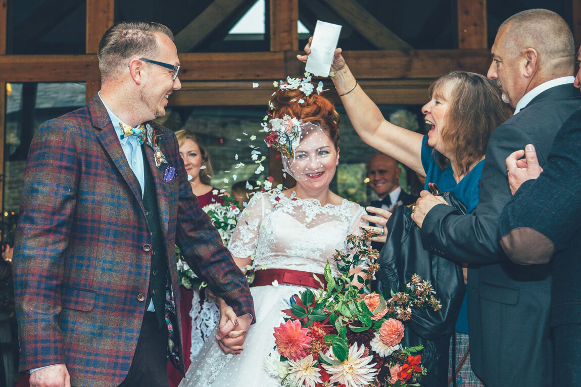 Guests congratulating the couple after the ceremony at Nancarrow Farm