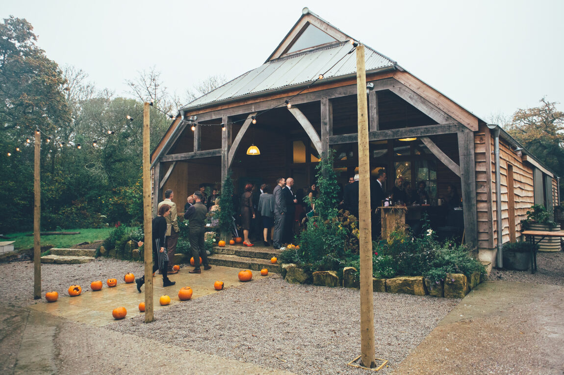 The oak-framed barn at Nancarrow Farm, Cornwall