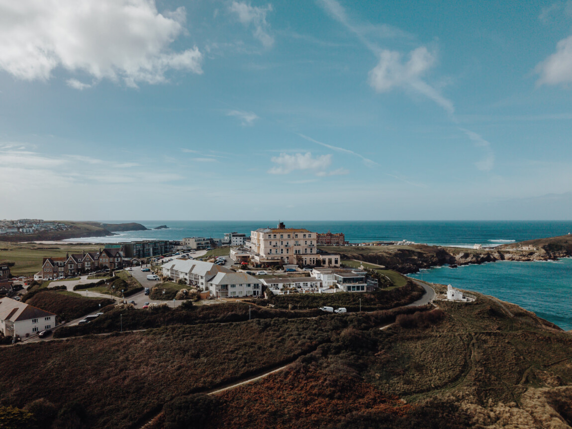 Drone photograph of the Cornish coast