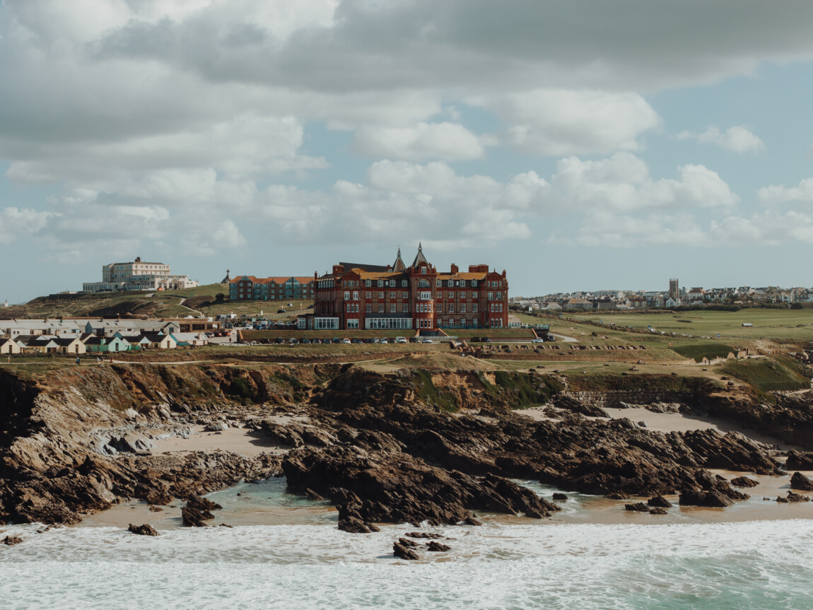 Drone photograph of a Cornish headland