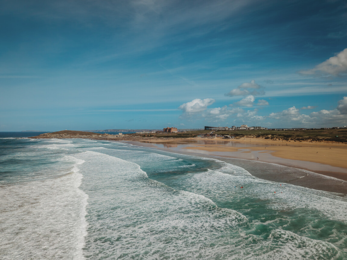 Drone photograph of the Cornish coast