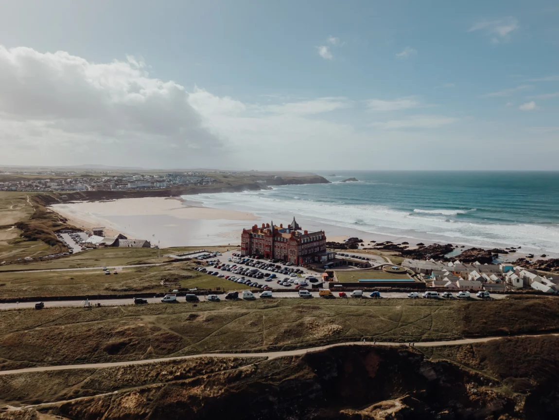 Drone photograph of the Cornish coast