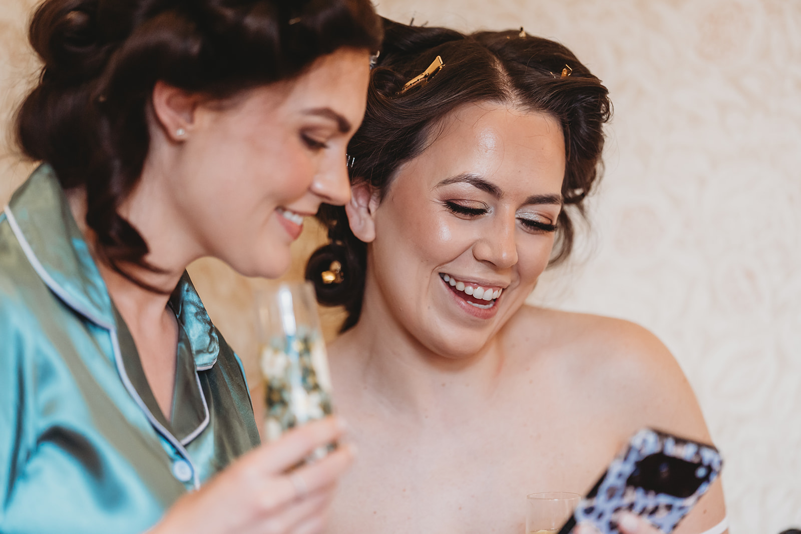 Bridal preparations before a Braxted Park wedding in Essex