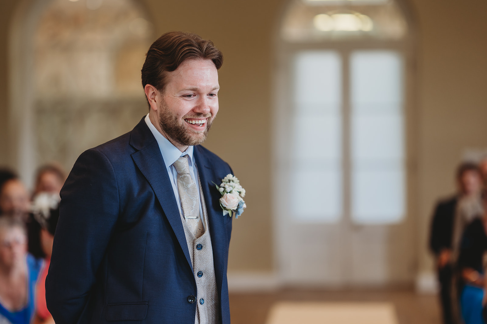 Wedding ceremony in the orangery at Braxted Park, Essex