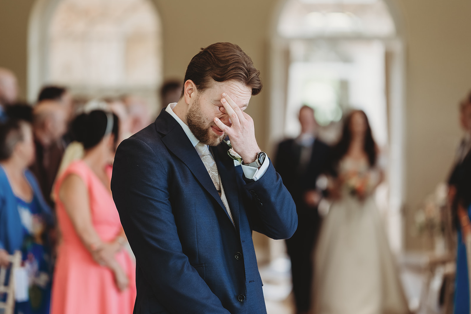 Wedding ceremony in the orangery at Braxted Park, Essex