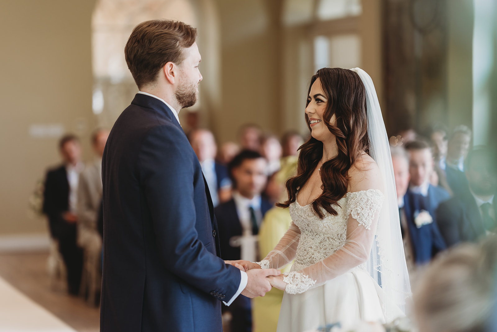 Wedding ceremony in the orangery at Braxted Park, Essex