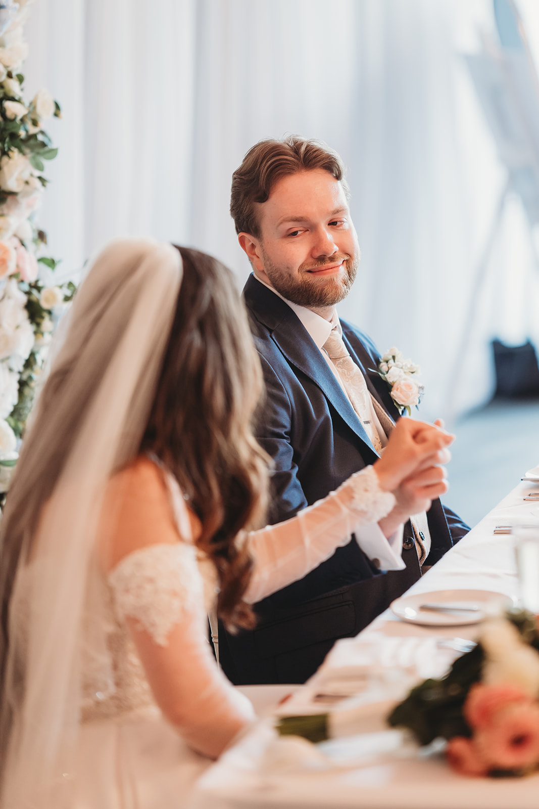 Wedding speeches in the marquee at Braxted Park