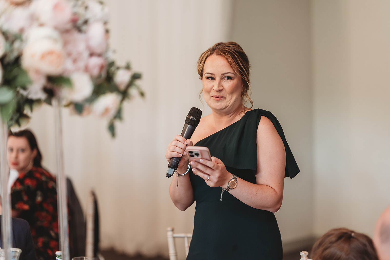 Wedding speeches in the marquee at Braxted Park