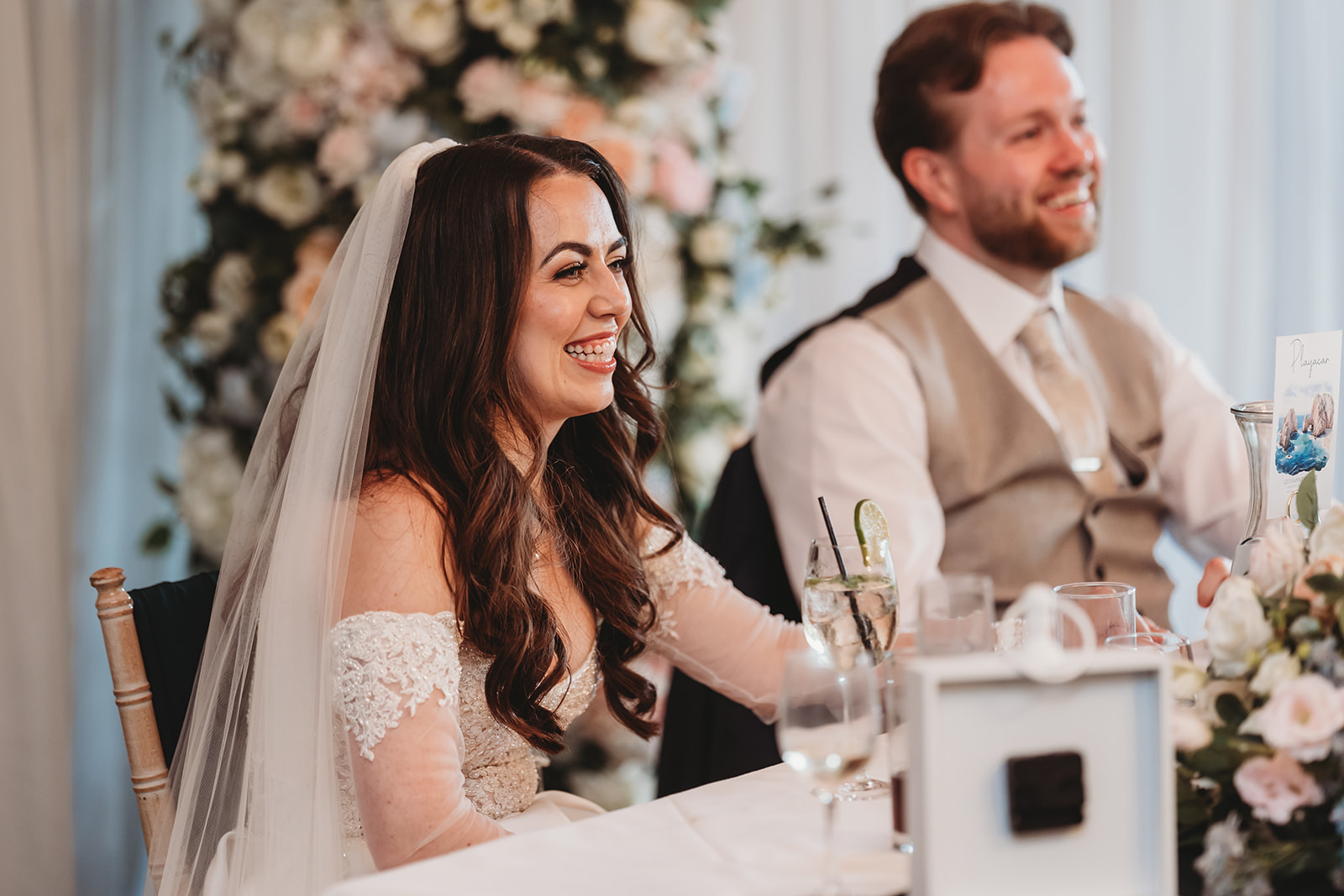 Wedding speeches in the marquee at Braxted Park