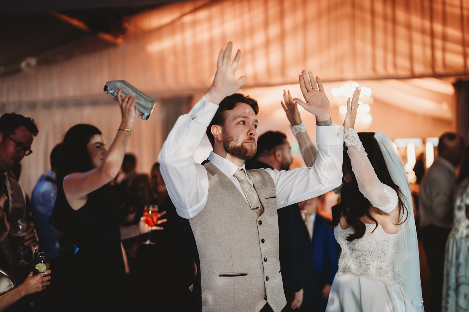 Evening celebration and first dance at a Braxted Park wedding